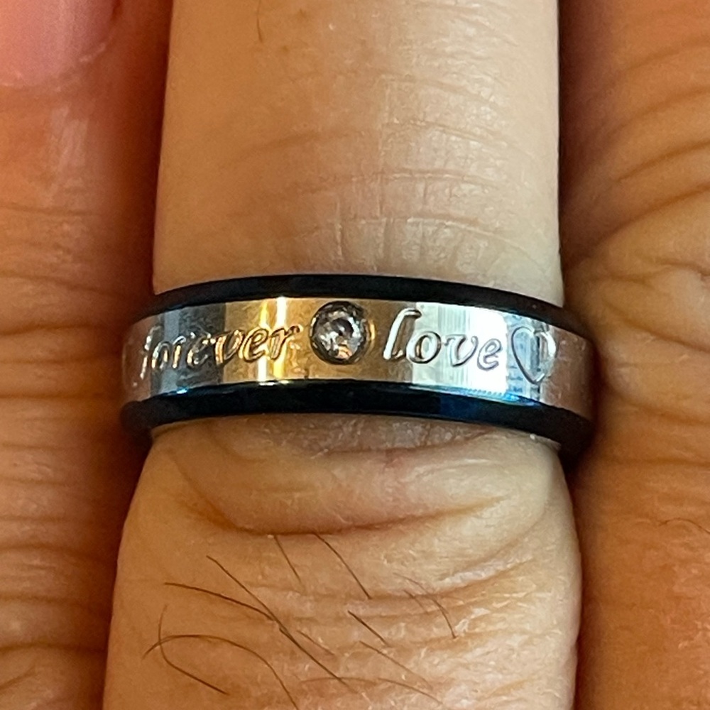 6mm blue silver forever love men ring - Picture 11 of 11